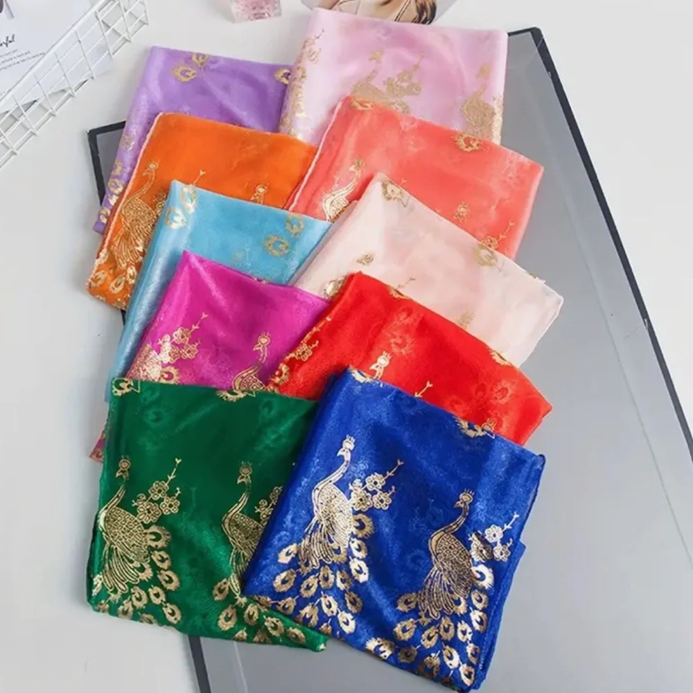 Cobalt Blue Golden Peacock Sheer Rectangular Scarf